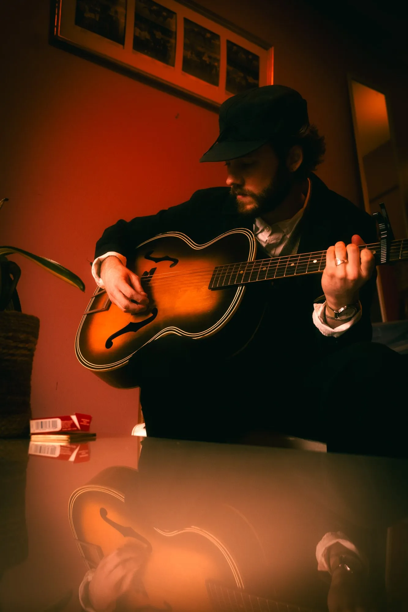 Performer under spotlights, live event coverage