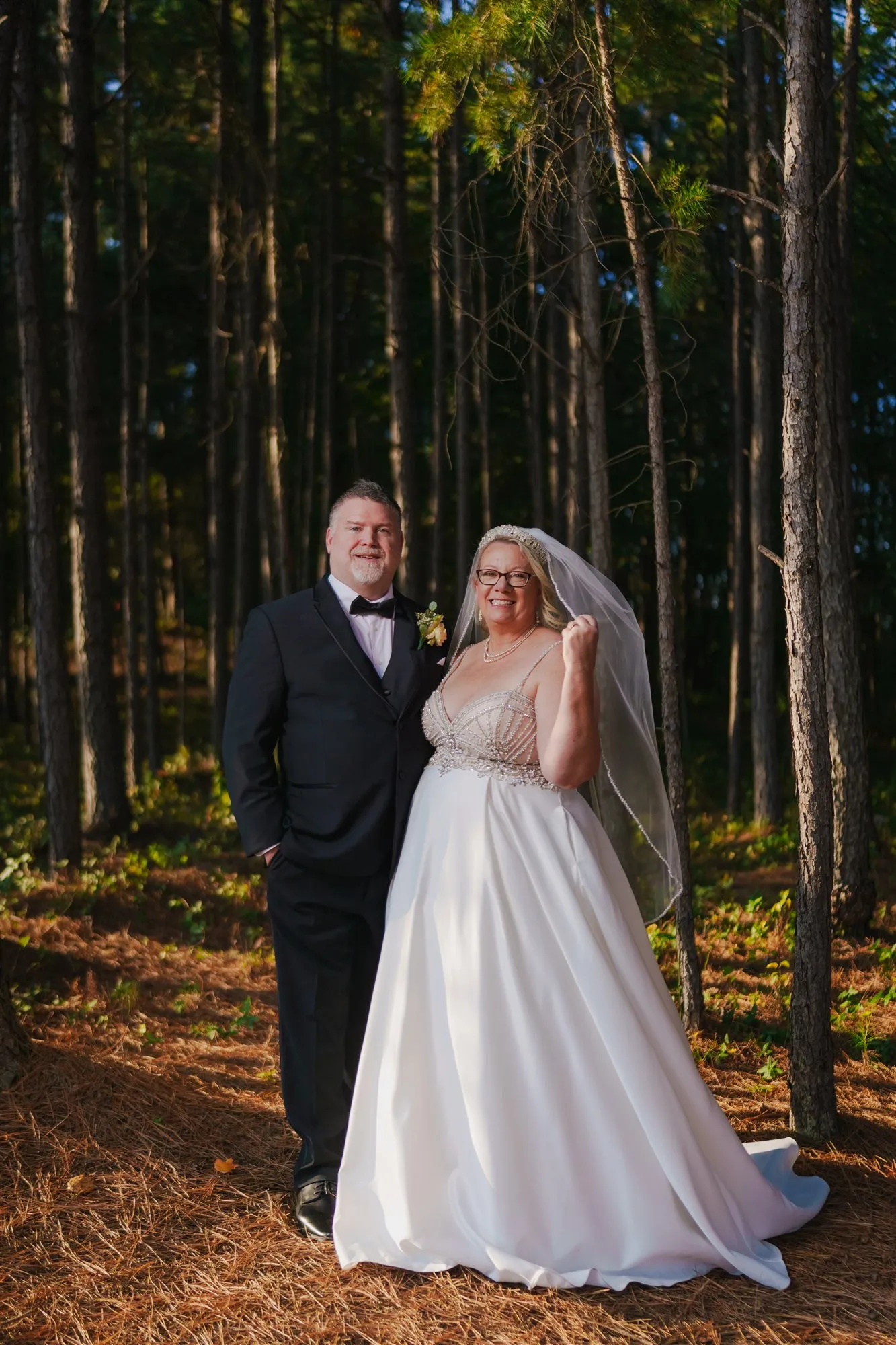 Christine and her partner on their wedding day
