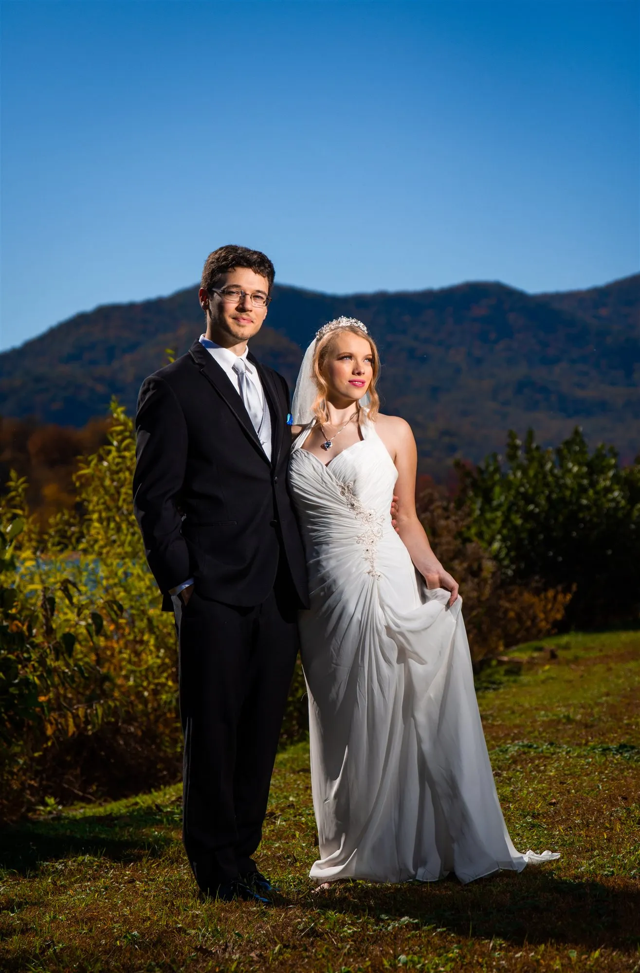 Couple embracing right after the question
